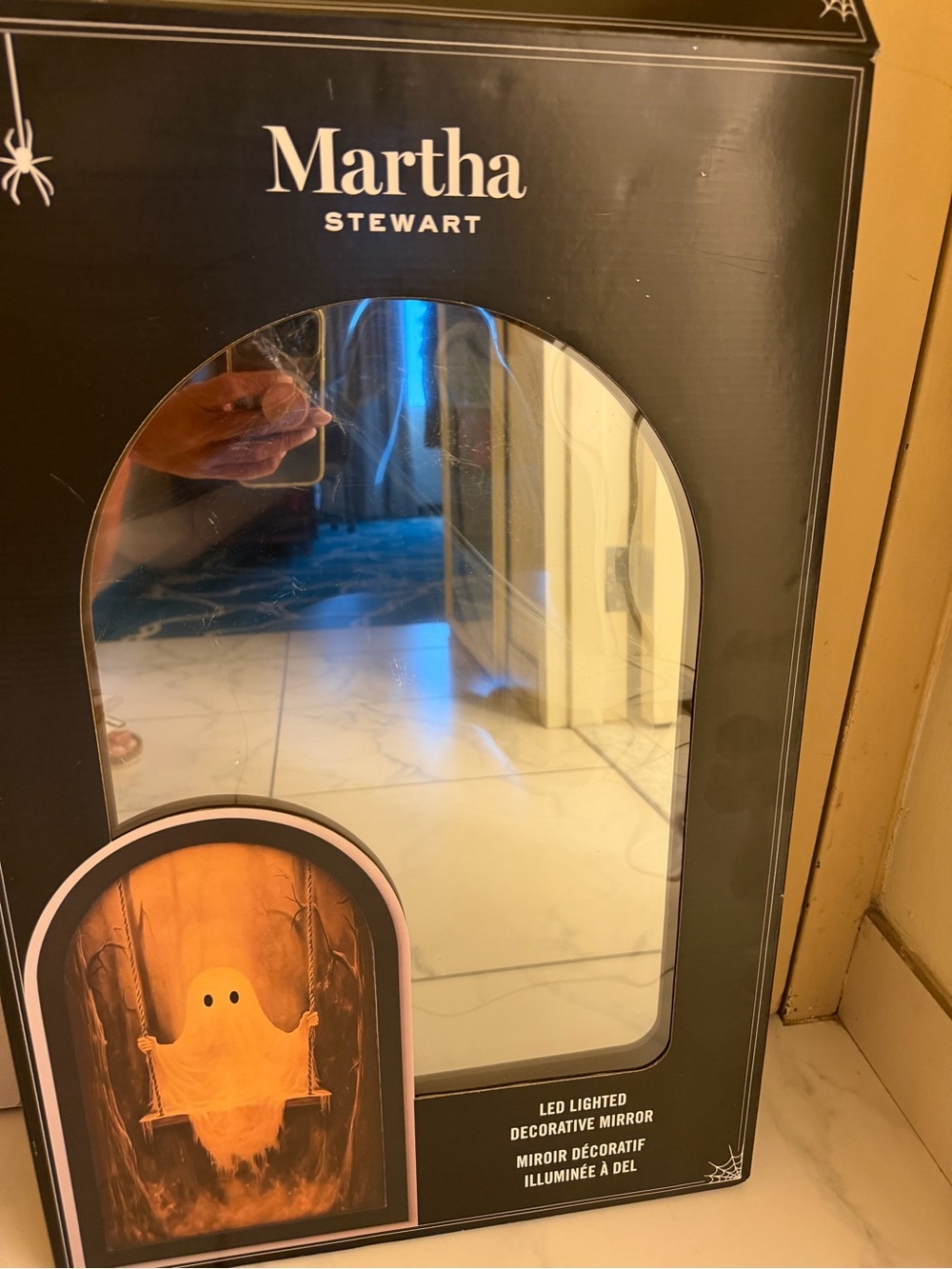 Viral Martha Stewart Halloween LED Lighted Mirror with Ghost in Swing